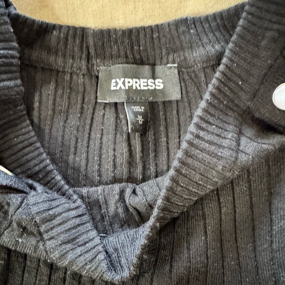 Express Black Ribbed Knit Top - Picture 3 of 3